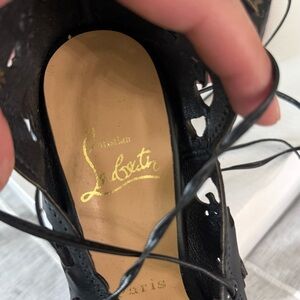 Christian Louboutin Black Lace-Up Heels